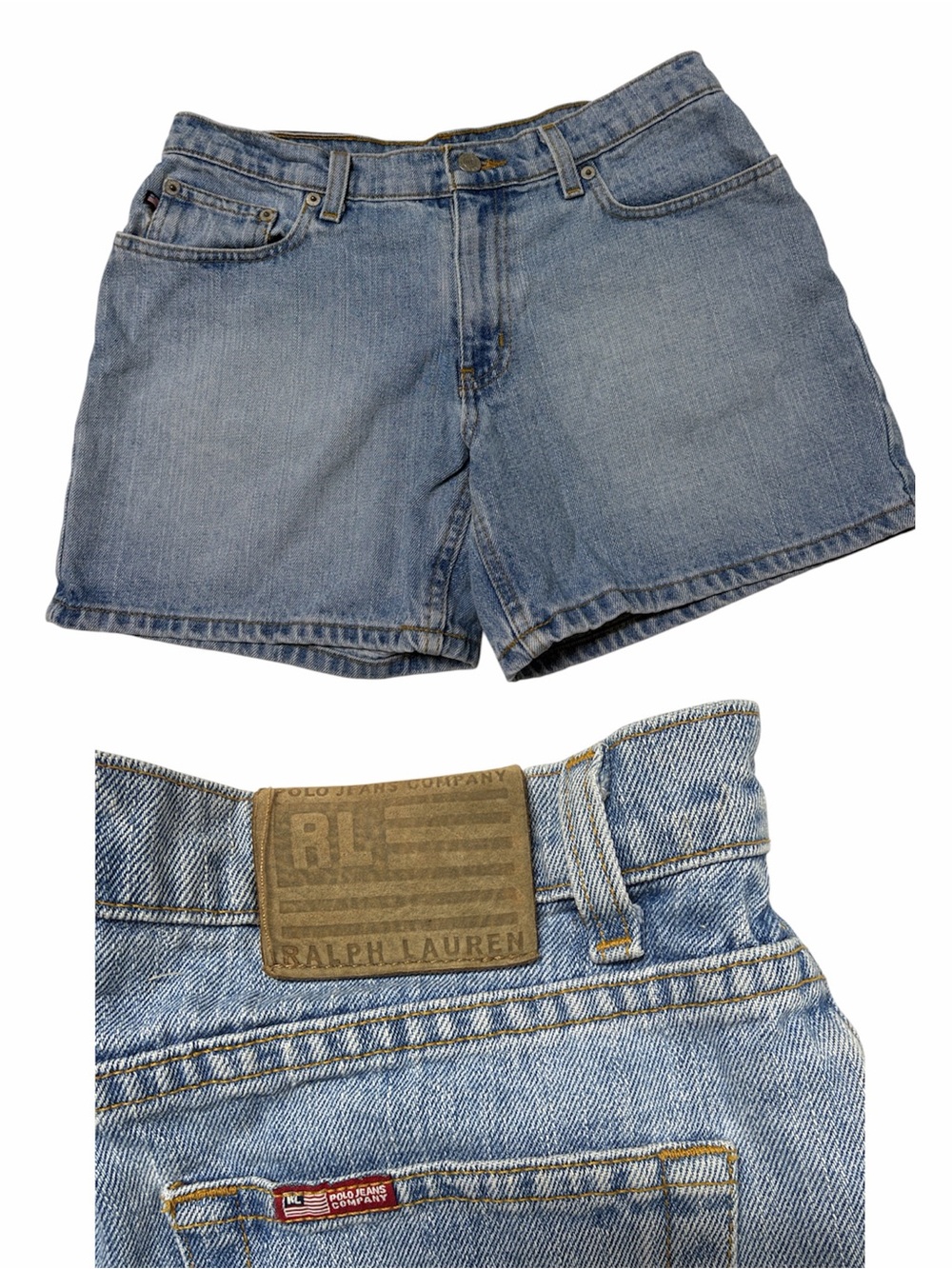 Vintage Ralph Lauren Light Blue Denim Jean Saturday Shorts size 6